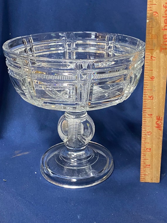 Antique Glass Compote Bowl in Cryptic Zipper or Zipper Block Etsy