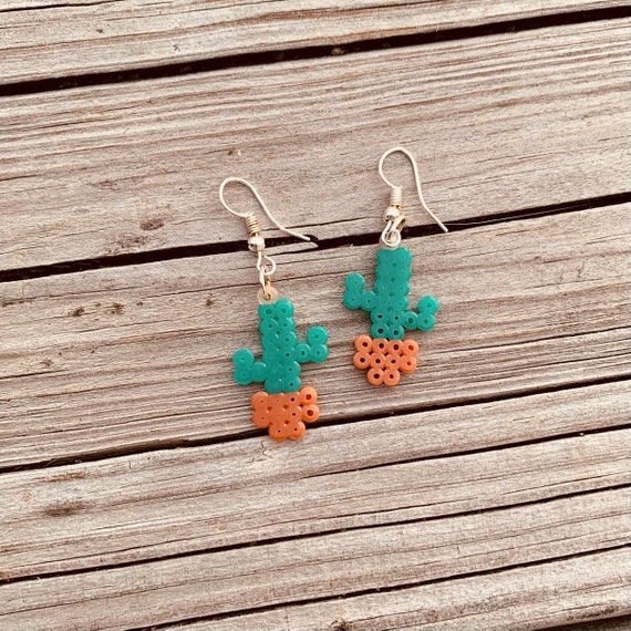 Cactus Perler Bead Earrings Etsy UK
