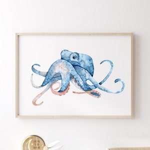 Watercolor Octopus Print. Nursery Ocean Decor. Sea Animal Art. Baby Shower Gift. Nursery Prints. Watercolor Sea Animals. Octopus Art.