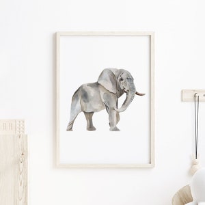 Elephant Nursery Art. Baby Room Decor. Safari Animal Print. Jungle Animals Nursery Decor. Elephant Watercolor Painting.