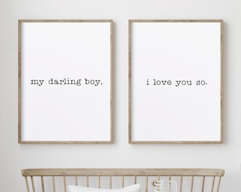 Baby Boy Nursery Decor Print, Darling Boy Quote (Digital Download)