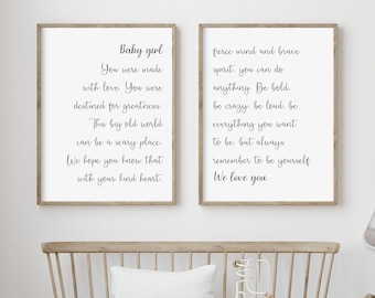 Baby Girl Nursery Quote Prints, Set of 2 (Digital Download)