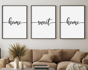Home Sweet Home Print Set, Minimalist Wall Art (Digital Download)
