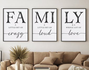 Family Quotes Print Set | Modern Living Room Wall Art (Digital Download)