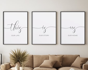 This is Us Sign. Living Room Wall Decor. Home Decor Signs. This Is Us,Our Life Our Story Our Home Printable. Home Decor Print.