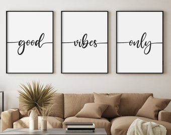 Good Vibes Only Print Set, Living Room Decor (Digital Download)