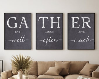 Gather Sign Kitchen Prints, Eat Well Laugh Often Love Much (Digital Download)