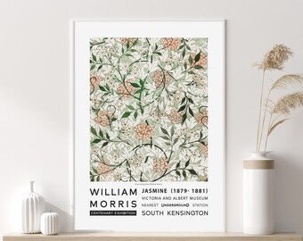 William Morris Poster. jasmine Print. Flower Wall Art. Art Nouveau. Home Decor. Museum Prints. Exhibition Poster. Floral Wall Art.