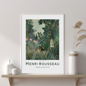 Henri Rousseau Print. Der äquatoriale Dschungel. Salbeigrüne tropische Blätter. Botanische Kunst. Museumsdrucke. Maldruck, Vintage Botanisch.