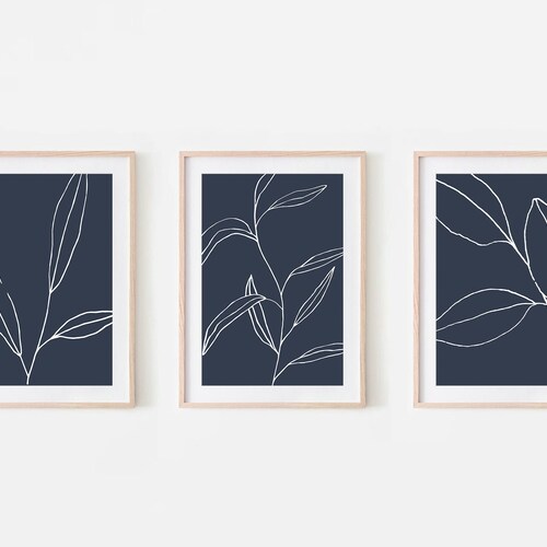Botanical Line Art. Set of 3 Prints. Line Art Print. Botanical Etsy