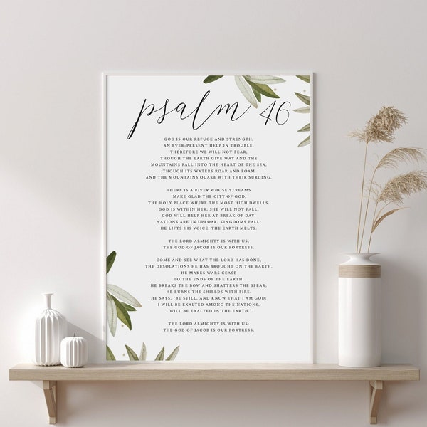 Psalm 46 Wall Art. Bible Verse Sign. Christian Home Decor. Christian Wall Art. Psalm 46 Print. Bible Quote. Bible Verse Print.