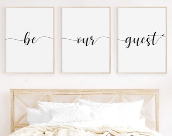 Be Our Guest Sign. Set of 3 Prints. Guest Room Decor. Be Our Guest Wall Art. Bedroom Wall Decor. Guest Bedroom Sign. Be Our Guest Print.