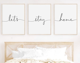Stampa "Restiamo a casa", decorazione da parete per camera da letto (download digitale)