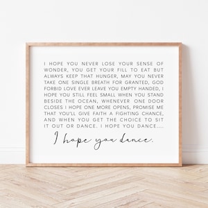I Hope You Dance Lyrics Printable. Nursery Decor. Song Lyrics Wall Art. Nursery Print. Dance Quote Print. Home Lyrics Decor.