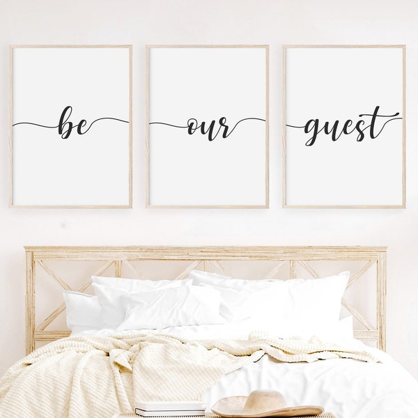 Be Our Guest Sign. Set of 3 Prints. Guest Room Decor. Be Our Guest Wall Art. Bedroom Wall Decor. Guest Bedroom Sign. Be Our Guest Print.