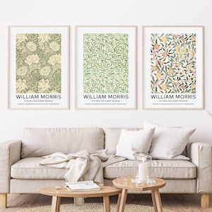 William Morris Print. Set of 3 Wall Art. Vintage Botanical Prints. Floral Art Prints. Museum Exhibition Poster. Botanical Print Set.