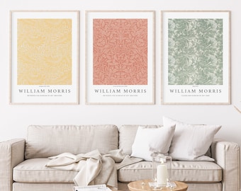 William Morris Botanical Print Set, Vintage Museum Exhibition Poster