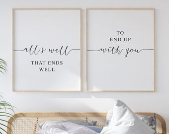 Taylor Swift Lyrics. Bedroom Wall Art. Song Lyric Print. Lover Lyrics.  Above Bed Decor. All's Well That Ends Well to End up With You -  Denmark