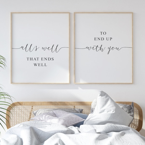 Taylor Swift Lyrics. Bedroom Wall Art. Song Lyric Print. Lover Lyrics. Above Bed Decor. All's Well That Ends Well To End Up With You