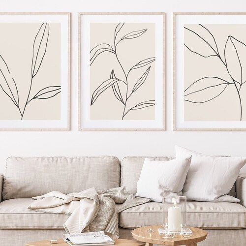 Botanical Line Art. Set of 3 Prints. Line Art Print. Botanical Etsy