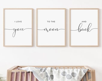 I Love You to the Moon and Back Print, Nursery Decor (Digital Download)