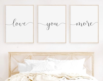Love You More Druckset, Minimalistische Wandkunst (Digitaler Download)
