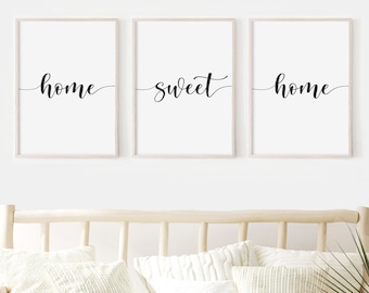 Home Sweet Home Print Set, Bedroom Wall Decor (Digital Download)