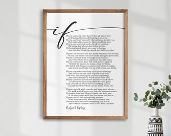 Stampa con poesia di Rudyard Kipling, decorazione motivazionale per la casa e l'ufficio.