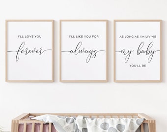 Ensemble d'impression de citation de chambre d'enfant, décoration minimaliste de chambre de bébé (téléchargement numérique)