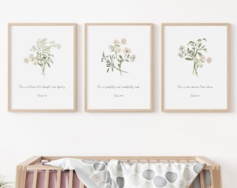 Floral Christian Nursery Print: Bible Verse Wall Art (Digital Download)