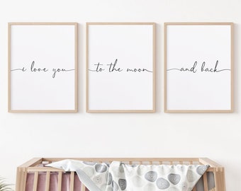 I Love You to The Moon Print, Nursery Wall Decor (Digital Download)