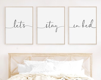 Stampa "Restiamo a letto", decorazione murale per camera da letto (download digitale)