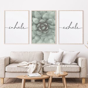 Inhale Exhale Print. Inhale Exhale Wall Art. Yoga Printable Art. Set of 3 Pritns. Yoga Wall Decor. Bedroom Wall Art. Yoga Poster Set.