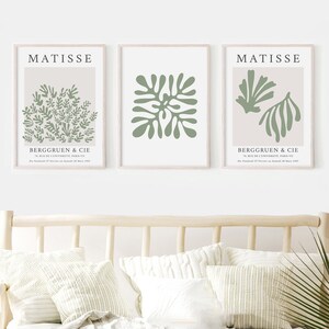 Matisse Print Set. Matisse Exhibition Poster. Abstract Wall Art. Matisse Cut Out&#39;s. Green Wall Art. Matisse Poster Set. La Gerbe.