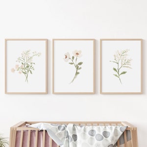 Babymeisjes kinderkamerafdrukken. Bloemen aquarel kunst aan de muur. Wilde bloemenprint. Aquarel bloemenprints. Meisje kinderkamer kunst aan de muur. Kinderkamerinrichting.
