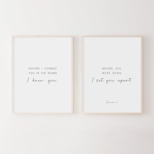 Nursery Bible Verse Print. Jeremiah 1:5. Nursery Scripture Wall Art. Christian Baby Gifts. Nursery Decor. Before I Formed You in the Womb.