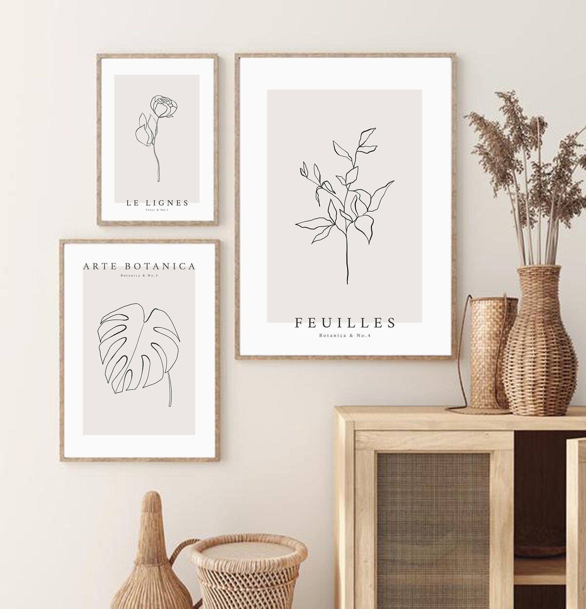 Botanical Line Art. Gallery Wall Set. Botanical Wall Art. Etsy