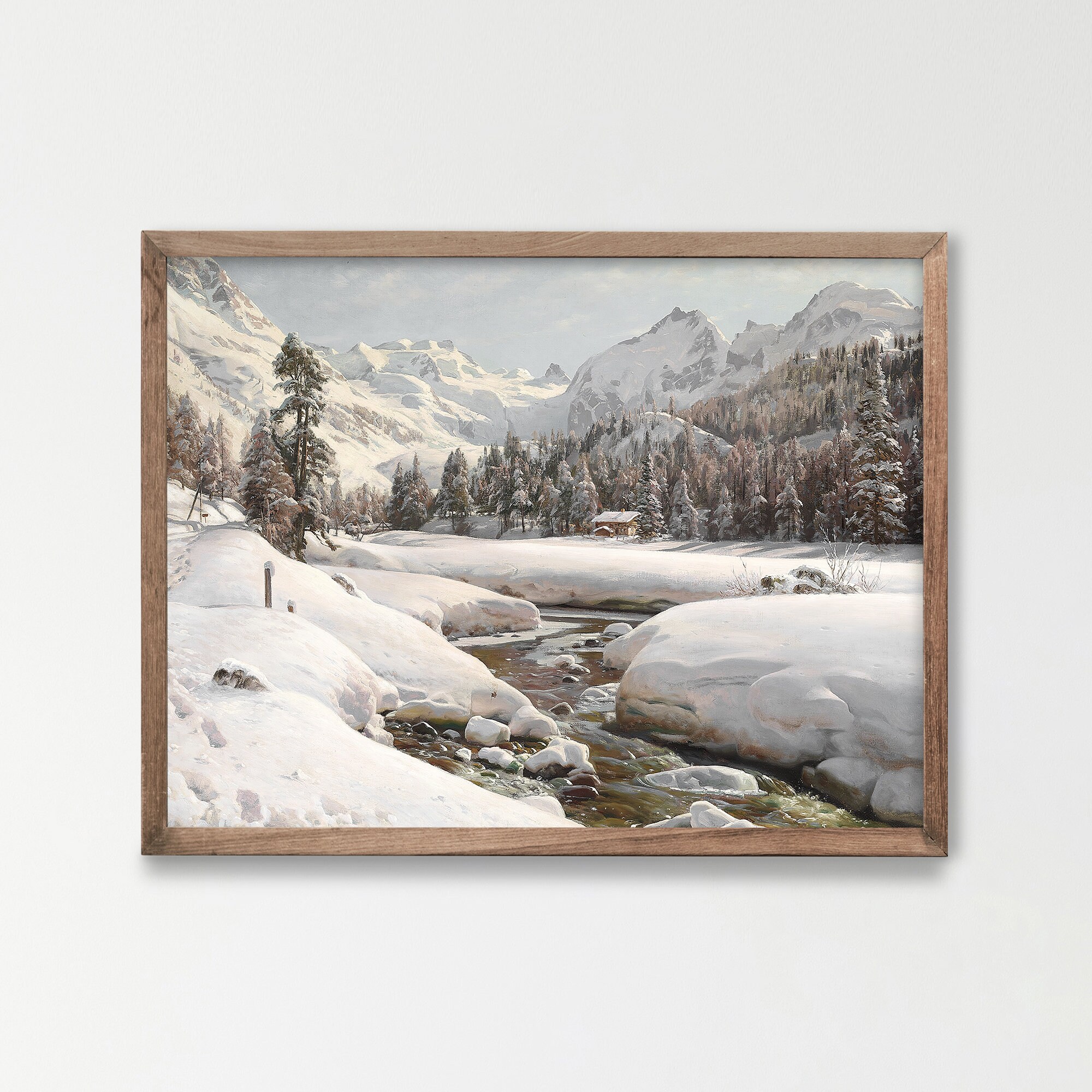 雪の風景画 A4 スウェーデンのアート