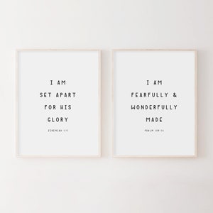 Nursery Bible Verse Wall Art. Nursery Scripture Wall Art. Christian Baby Gifts. Nursery Decor. Set of 2 Nursery Print. Psalm 139:14.