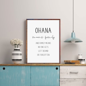 Ohana Means Family Print. Family Wall Art. Home Wall Decor. Ohana Quote. Family Gift. Family Sign. Love Happiness Gift. Living Room Print.