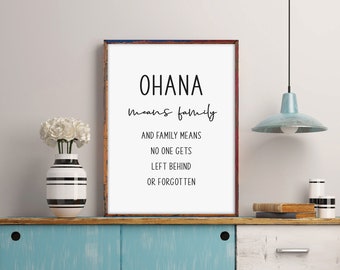 Ohana significa Famiglia - Stampa artistica da parete per la casa