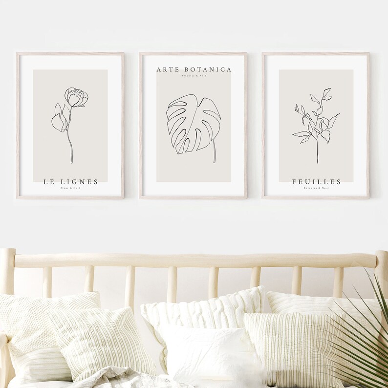 Botanical Line Art. Gallery Wall Set. Botanical Wall Art. Etsy