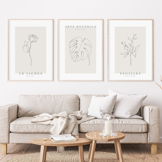 Botanical Line Art. Gallery Wall Set. Botanical Wall Art. Etsy