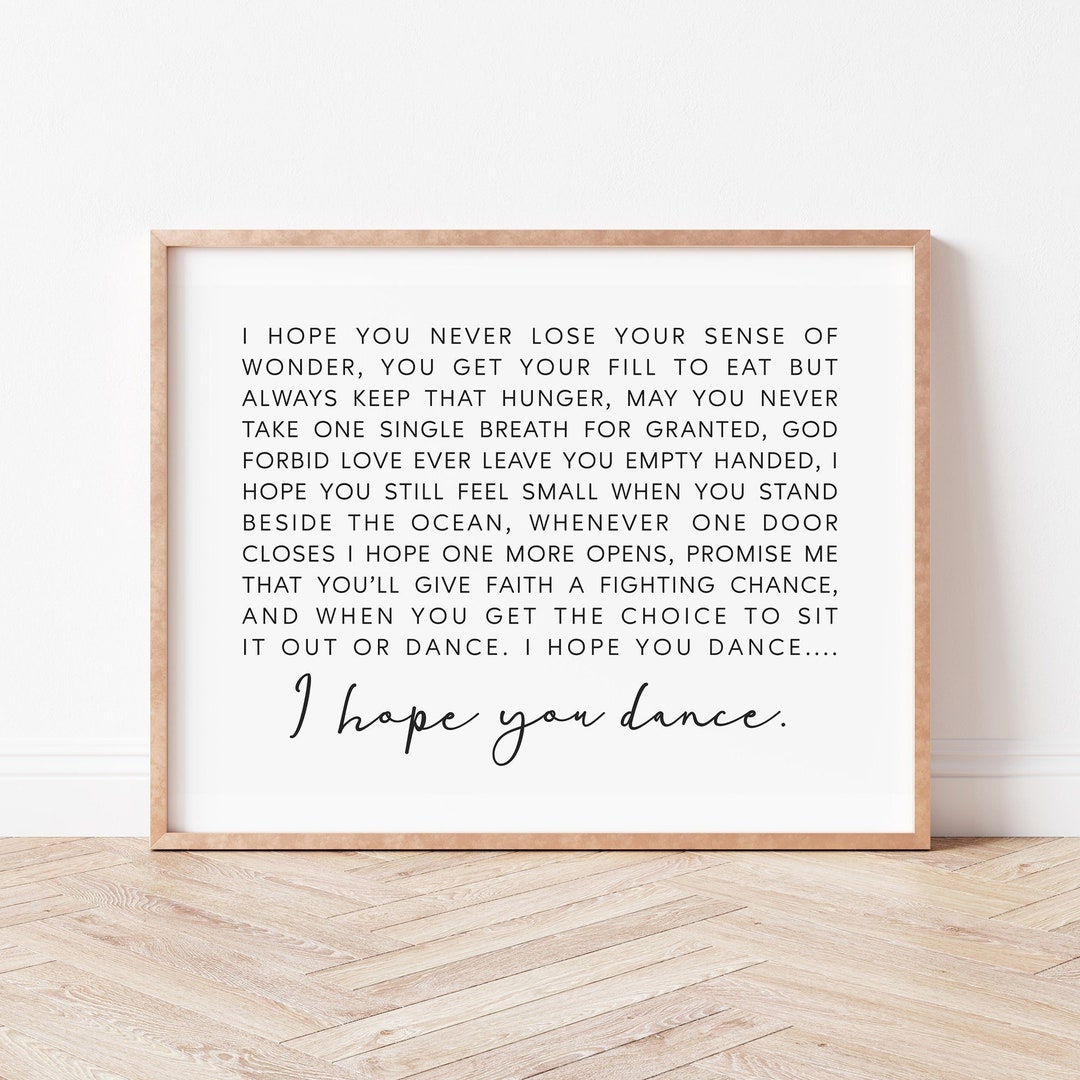 I Hope You Dance Lyrics Printable. Nursery Decor. Song Lyrics Wall Art ...