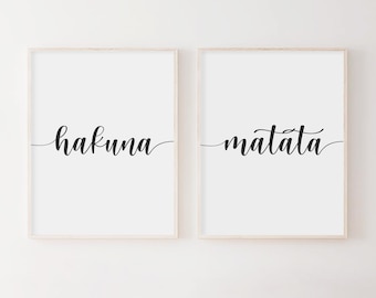 Hakuna Matata Nursery Print Set, Kids Room Decor