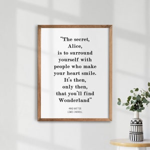 The Secret Quote. Book Quote Printable. Mad Hatter. Alice In Wonderland Decor. Inspirational Quote. Lewis Carroll Quote. Instant Download.