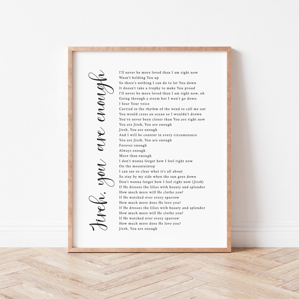 Jireh You Are Enough Print. Worship Song Lyrics. Christian Etsy