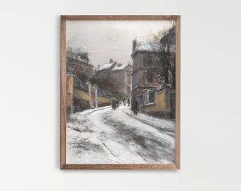 ヴィンテージカントリー絵画。素朴なヨーロッパのプリント。ギャラリーウォールアート。アンティークな都市風景画。印刷可能なアート。V-01