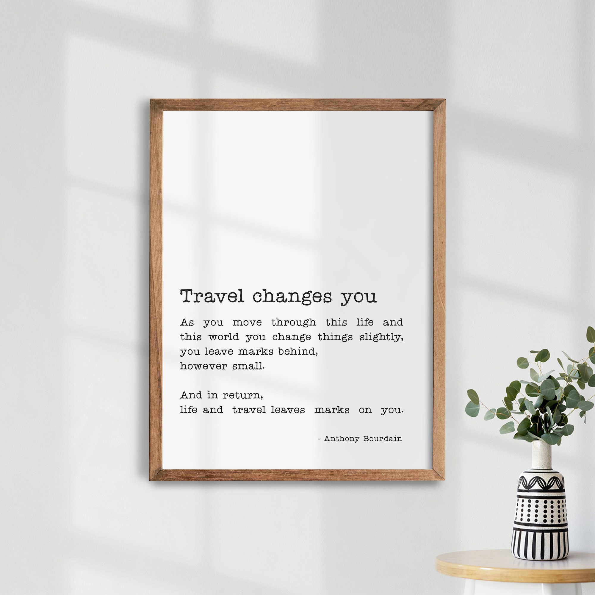 Discover Anthony Bourdain Travel Changes You. Quote Wall Art. Travel Premium Matte Vertical Poster