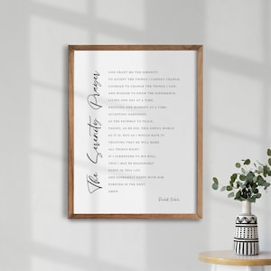 The Serenity Prayer Sign. Bible Verse Wall Art. Christian Printables. Scripture Wall Art. Motivational Poster. Religious Art.